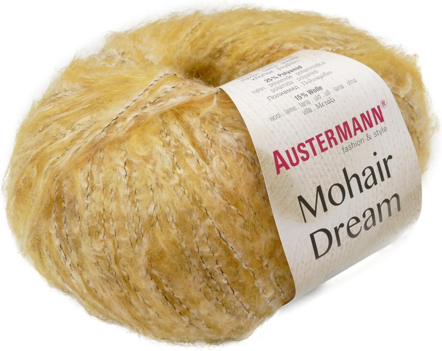 austermann Mohair Dream Fb. 03, Mohairwolle gelb, weich wie eine kleine
