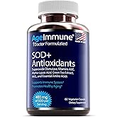 SOD Antioxidants Complex Healthy Aging Supplement - 400mg of Superoxide Dismutase - Alpha Lipoic Acid - L-Arginine -Lysine - AKG - Vitamin A - Vitamin E for Immune Support-60 Capsules