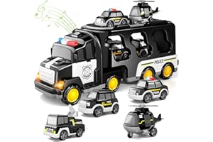 Doloowee Police Truck Toys Toddlers 3 4 5 6 Years Old, 5 in 1 Truck Friction Power Toy Car Christmas Birthday Gifts for Boys & Girls 3-5