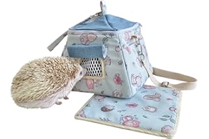 YMID SELECT Portable Outgoing Flannel Hedgehog Carry Carrier Bag House Hideout Habitat Beds for Sugar Glider Hamster Guinea Pig Ferret Squirrel Small Animal Carrier Pouch (Light Blue)