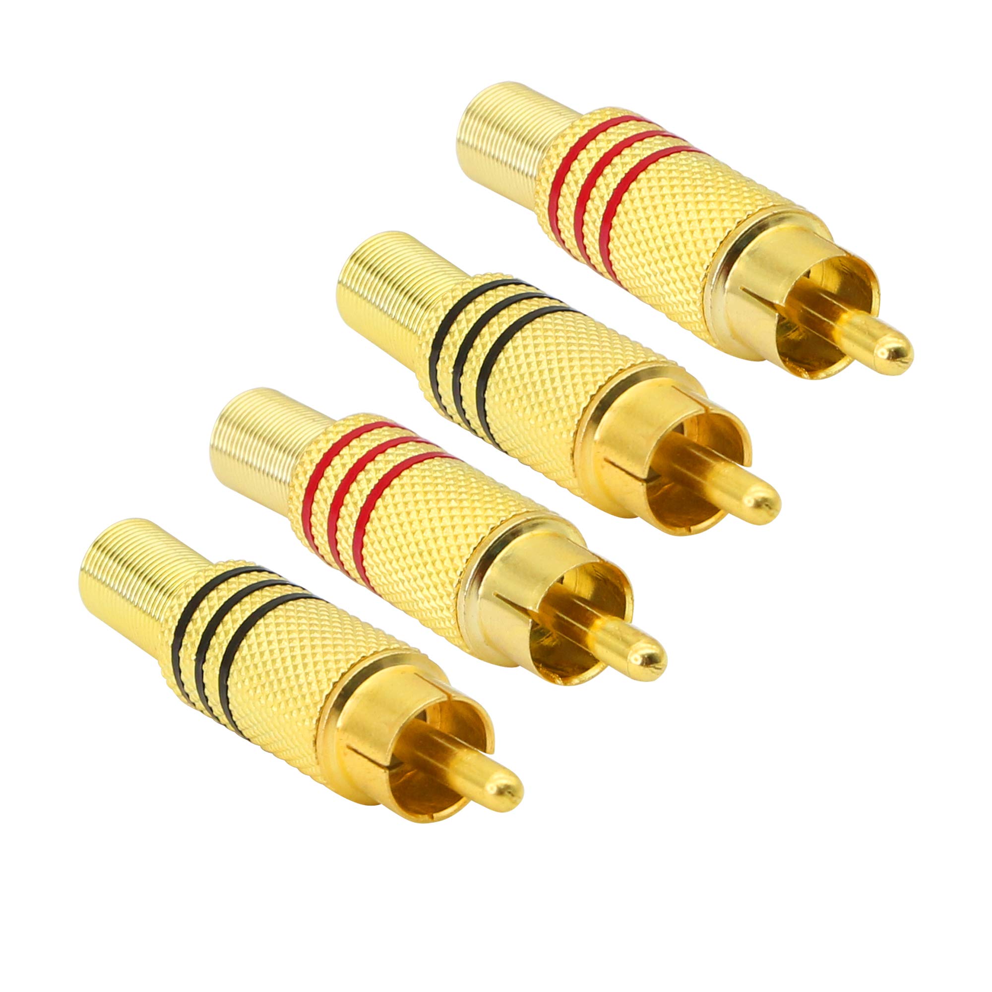 PNGKNYOCN RCA Audio Plug, AV Stereo Gold Plated Male Plug, Spring Coaxial Audio Soldering Free Adapter KANGPING for Conversion Between Audio Device Interfaces（4-pack）