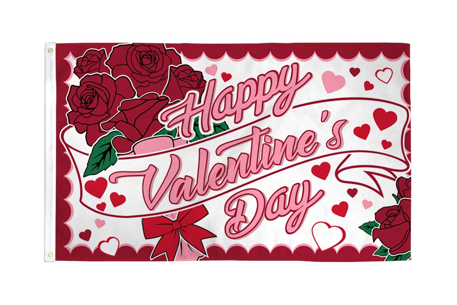 AZ FLAG - Happy Valentine'S Day Roses Flag - 3x5 Ft - 100D Polyester Saint Valentine'S Day Banner with Two Metal Grommets - Fade Resistant - Vivid Colors - 3' x 5' Feet - 150x90 Cm