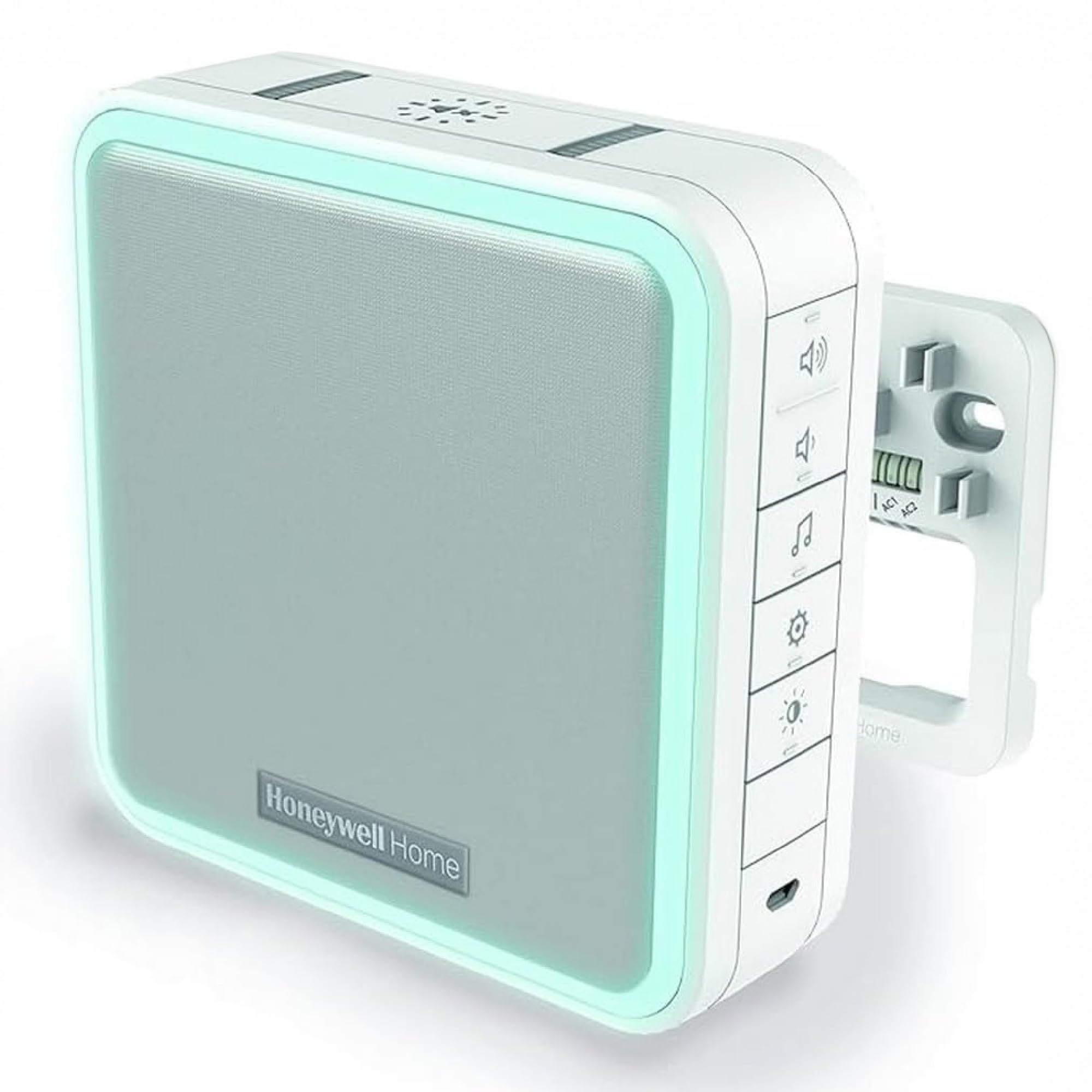 Honeywell Home Wired or Wireless Doorbell - Battery Operated with Halo Light, Sleep Mode & 200m Range - Horizontal Compact Doorbell with LED Alerts - White (DW915S)