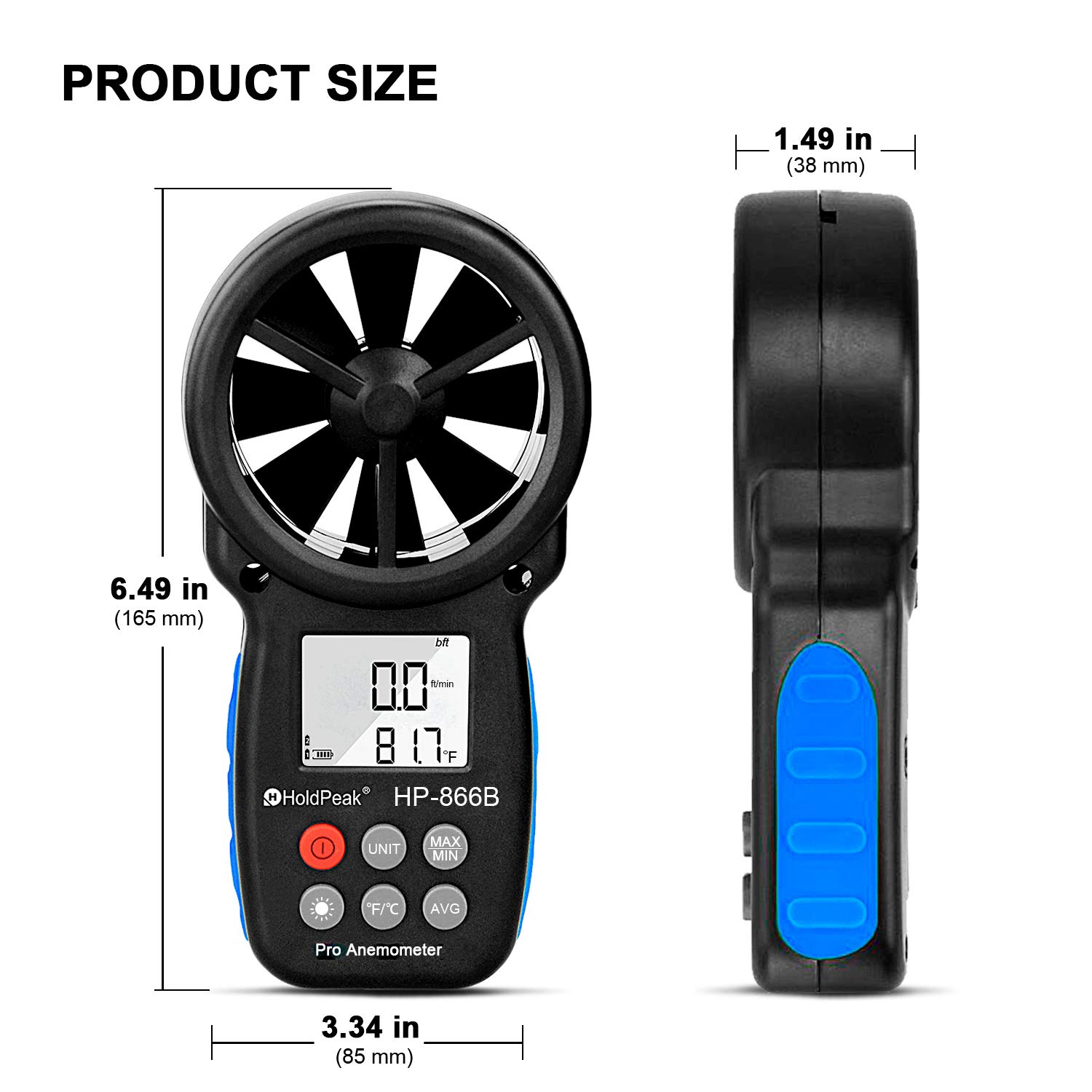 HOLDPEAK 866B Digital Anemometer Handheld Wind Speed Meter for