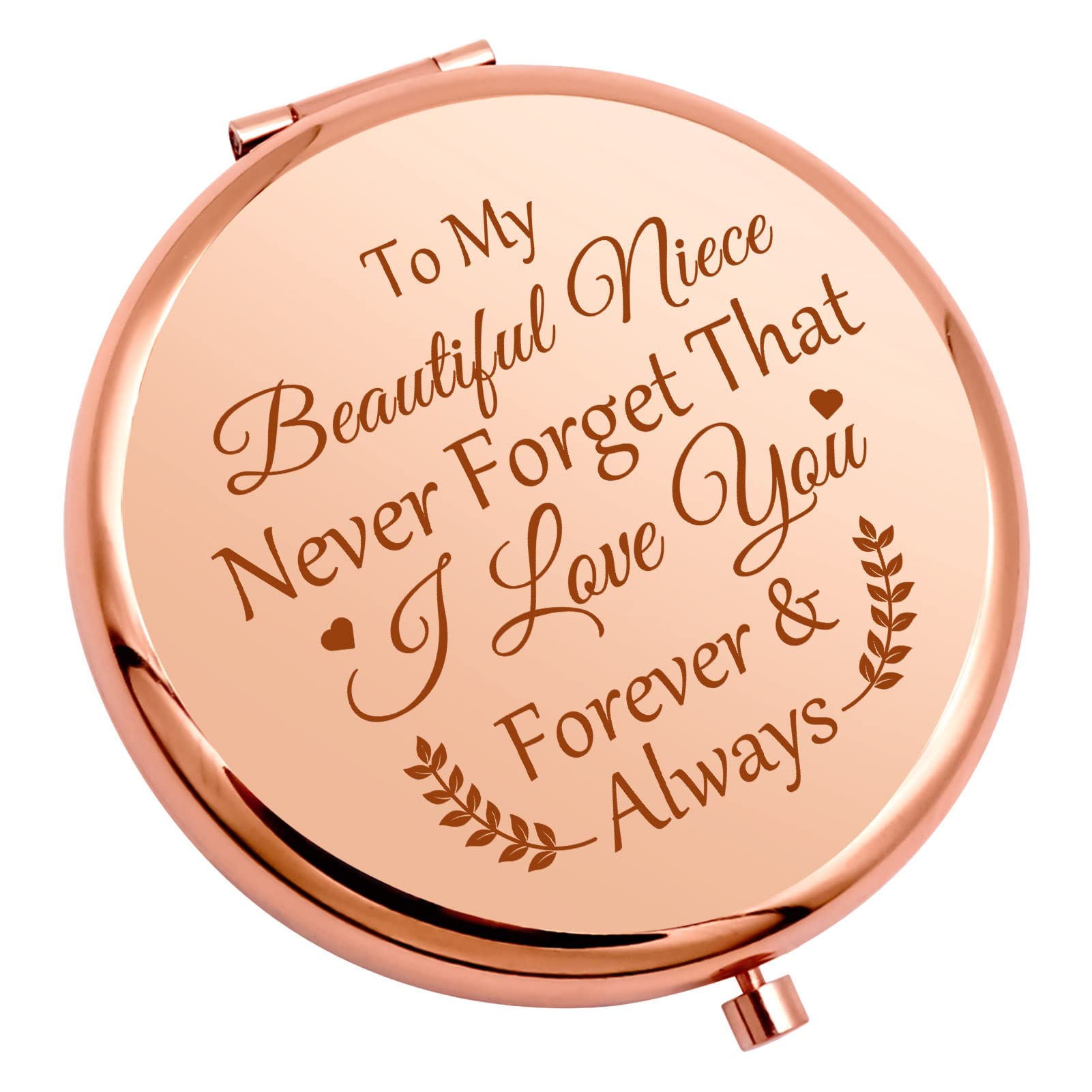 To My Niece Compact Mirror Inspirational Gift for Niece from Aunt Uncle I Love You Gifts for Girls Kids Birthday Christmas Graduation Wedding Present for Her from Auntie Travel Makeup Mirror
