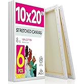 PHOENIX Long Stretched Canvas for Painting 10x20 Inch/6 Value Pack, 8 Oz Triple Primed 5/8 Inch Profile 100% Cotton White Blank Canvas, Rectangular Framed Canvas for Oil Acrylic & Pouring Art