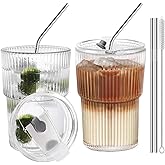 HIGIINC Iced Coffee Cups With Lids and Straws 2 Pcs, 16 OZ Unbreakable Glasses Drinking Set,Clear Plastic Cups Reusable Iced Coffee Tumbler with Lid and Straw, To Go Coffee Cups Dishwasher Safe