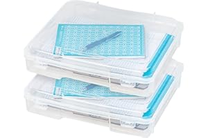 IRIS OHYAMA IRIS USA Board Game Storage Craft Organizer Box with Snap-Tight Latch Lid, 2-Pack Portable Plastic Case Bin for Puzzles, Magazines, Hobbies, Art Supplies, Fits 8.5" x 11" & A4 Papers, Thick, Clear