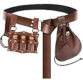 Renaissance Costume Accessories Belt Pouch Potion Bottles Leather Holder Medieval Festival Halloween Costume Belt Waist Set (Brown)