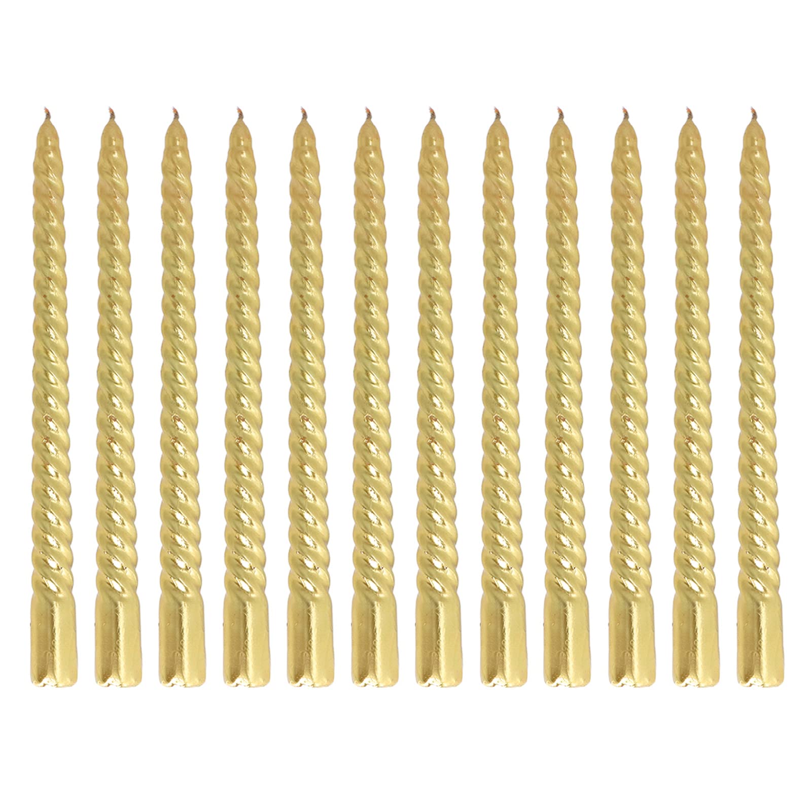 SUNGOOYUE Twisted Candle, Soy Wax Smokeless Metallic Twisted Candlestick Taper Candles for Wedding Party Candles (Gold)