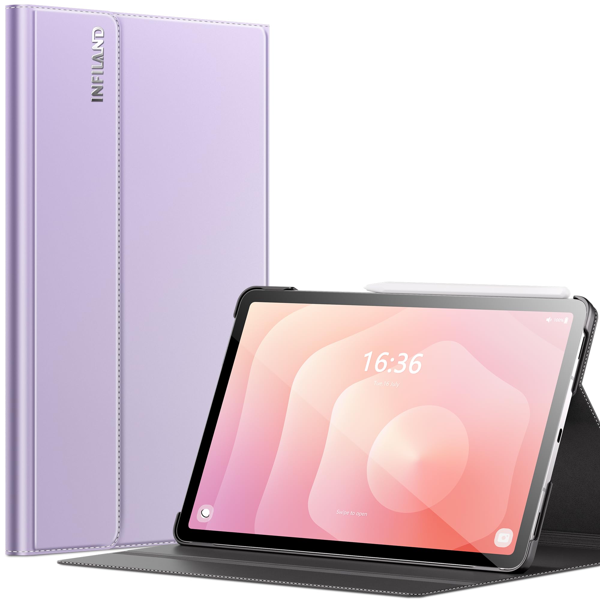 Photo 1 of INFILAND Case for Galaxy Tab S11 2025 11 Inch, Multi-Angle Stand Cover Compatible with Samsung Tab S11 5G SM-X736B/ SM-X730 [Auto Wake/Sleep], (Lilac Purple)