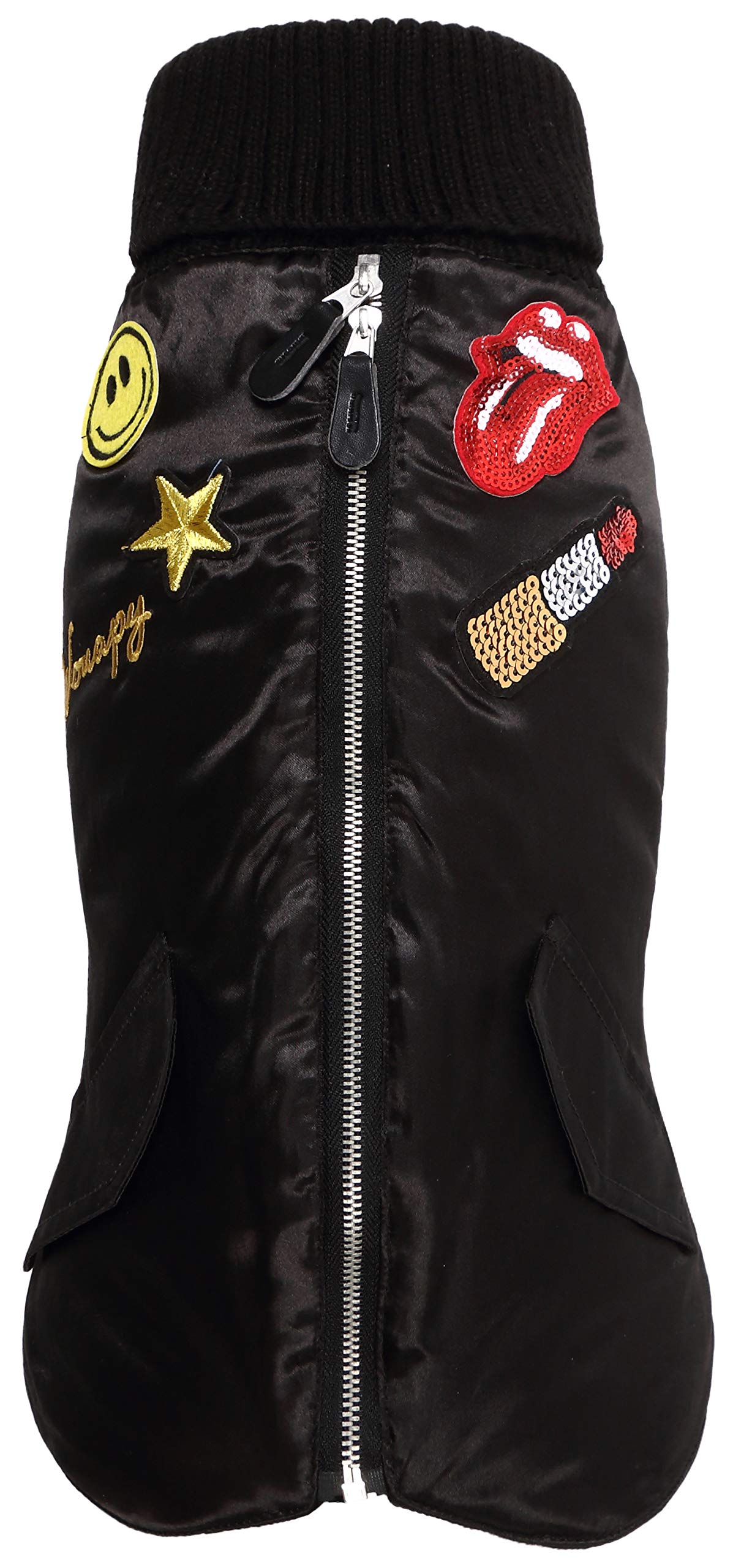 Wouapy 727332 Coat for Dogs Bomber Stone, Size 32, Black