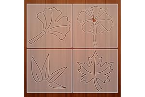 FREEBLOSS 4pcs 12x12cm Sashiko Stencils Leaf Patterns Embroidery Templates