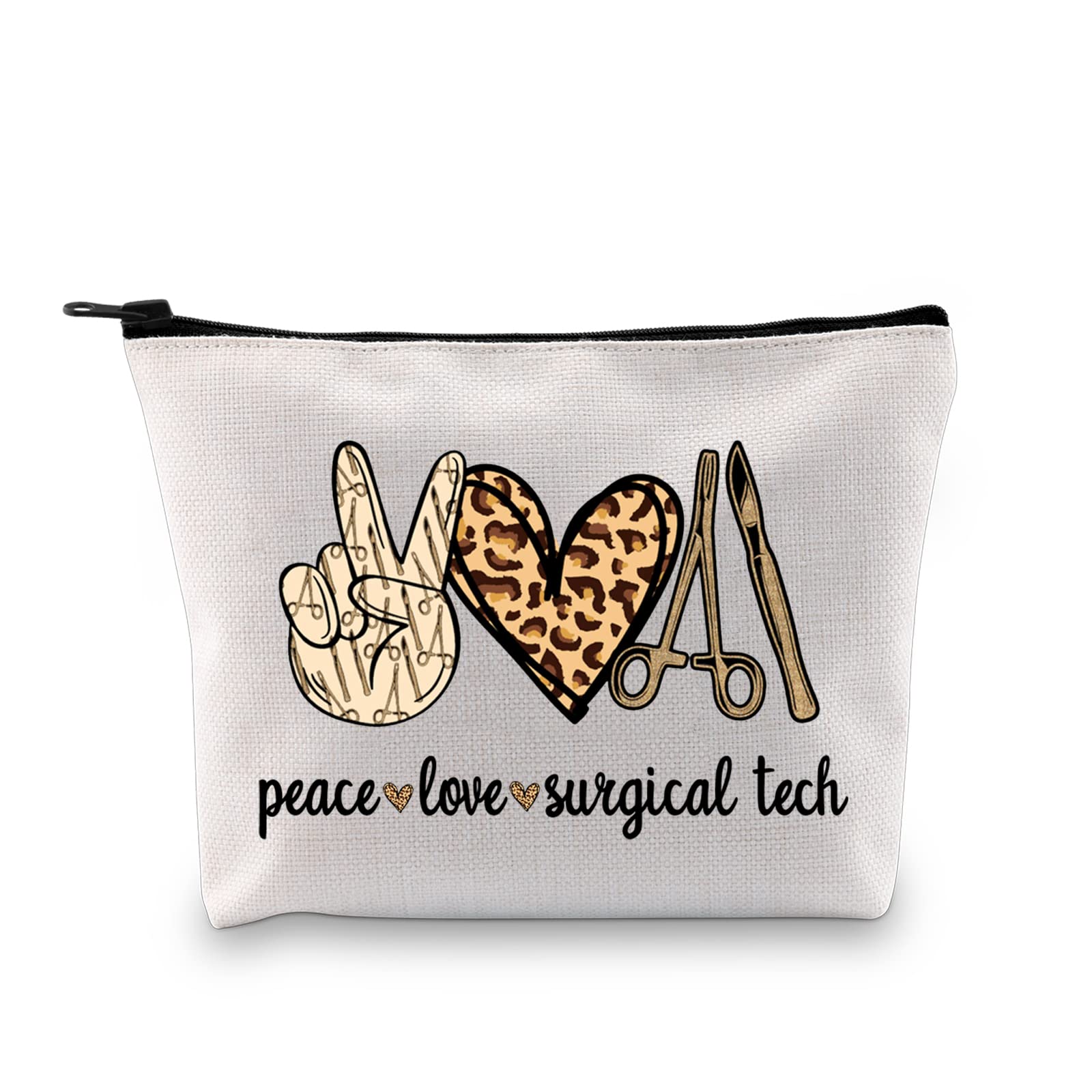 Funny Doctor Toiletry Bag Peace Love Surgical Tech Makeup Bag Surgeon Gift Medical Graduation Gift Bag for Medical Worker