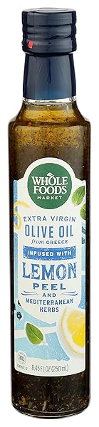 WHOLE FOODS MARKET, EXTRA VIRGIN OLIVE OIL, GREEK INFUSED WITH LEMON & MEDITERRANEAN HERBS, 8.45 FL OZ