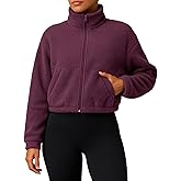 PINKMSTYLE Women Zip Up Fleece Sherpa Jacket Coat - Winter Warm Trendy Cropped Sweatshirt for Casual,Workout