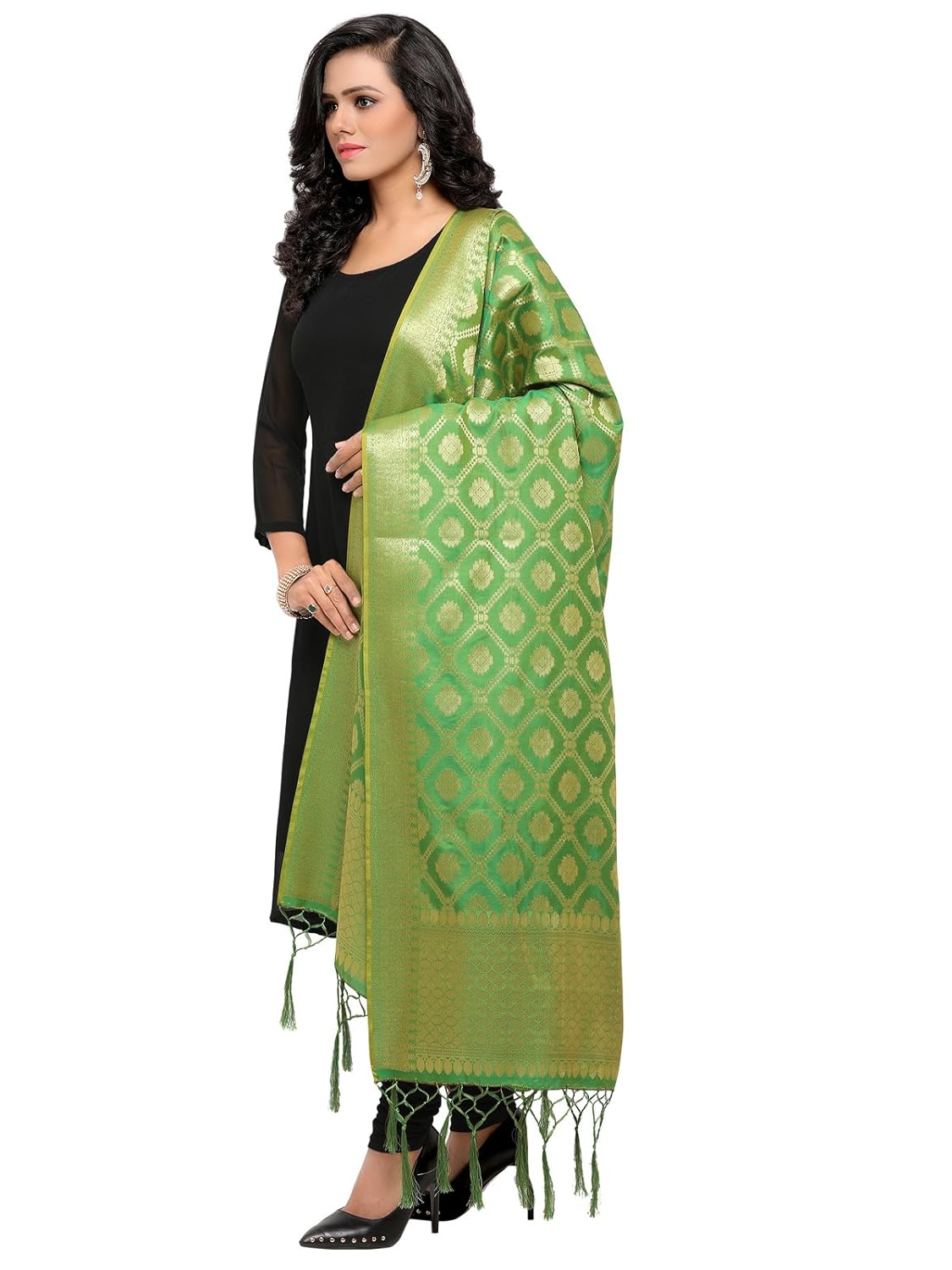 varayu women's woven banarasi poly silk dupatta