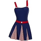 daizbella Women One Piece Swimsuits Vintage 1940s Retro Tummy Control Bathing Suit with Headband Belt