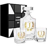 Personalized Whiskey Decanter Set, Customized Alcohol Gifts for whiskey Lovers, Unique Whiskey Gifts for Men, Dad, Uncle on Birthdays and Christmas