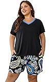 Vozanet Women's Short Sleeve Top and Shorts Pajama