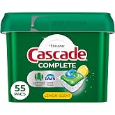 Cascade Complete Dishwasher Pods, Dishwasher Detergent, Dish Detergent Soap, Lemon, 55 Count