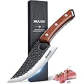 Huusk Viking Knife, Japanese Butcher Knife for Meat Cutting, Hand Forged Boning Knives with Ergonomic Wood Handle, High Carbon Steel Japanese Chef Knives for Camping, BBQ, Men's Christmas Gifts