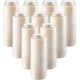 Rambue 9 Day Prayer Candles, 9 Pack - 7” White Memorial Candle for Shiva, Religious Ceremony, Party, Emergency Candles - Long Burning Vegetable Wax in Plastic Jars