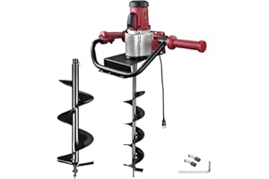 Yeshom 1500W Electric Post Hole Digger Earth Auger Drill 2HP Powerhead 6" 10" Bit Fence Planting Flower