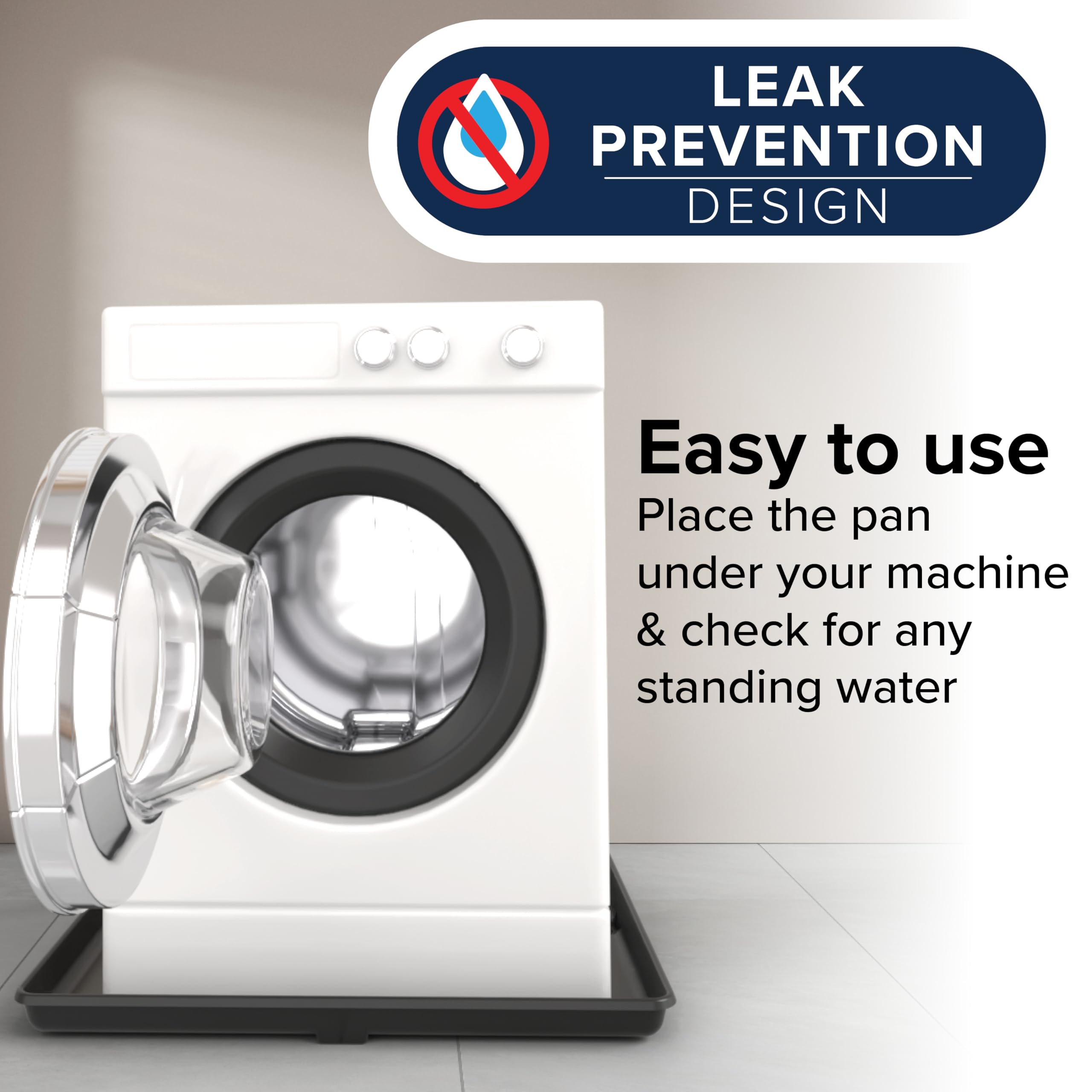 Camco Washing Machine Drain Pan - Features a Durable Plastic Construction, 1-inch/1.5-inch PVC Drain Fitting, and Measures 30-inches (L) x 32-inches (W) x 2 ½-inches (H) (OD) (20750)