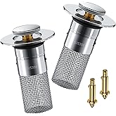2Pcs Bathroom Sink Drain Strainer,Sink Stopper,Hair Catcher with Removable Stainless Steel Filter Basket,Universal Sink Plug,Suitable for Most Sinks,Washbasin,Bathtubs