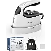 Sundu Mini Steam Iron with Rotary Temp Control for Travel &amp; Sewing | Rotary temperature control, safety base, portable for travel, ideal for quilting and sewing, whit