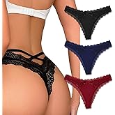 Avidlove Womens Underwear Sexy Thongs Floral Lace Bikini Panties Criss Cross Back Splice Tangas 1-3 Packs