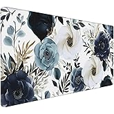 35.4 x 15.7 in, XXL Large Mouse Pad for Desk, Extended Keyboard Mouse Mat for Computer Office, Big Laptop Mouse pad, Gaming Pc-Boho Navy Blue Peony Florals