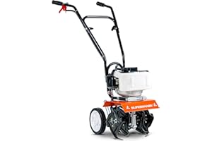 LANDWORKS SuperHandy 52cc 2 Stroke Gas Mini Tiller Cultivator - 1.8HP, 4 Adjustable Steel Tines, Forward Rotation, 10" Tilling Width - Ideal for Garden, Lawn, Soil Cultivation, Weed & Digging