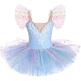 ODASDO Girls Ballet Leotard Dress Puffy Tutu Tulle Princess Dresses Kids Ballerina Swan Lake Stage Performance Dancewear