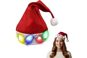 Nicky Bigs Novelties Light Up Santa Hat LED – Adult Funny Santa Hat With Lights, Christmas Hats With Lights, Silly Christmas Hats for Adults.