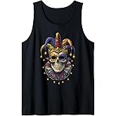 Sugar Skull Carnival Mask Jester Hat Mardi Gras 2025 Men Boy Tank Top