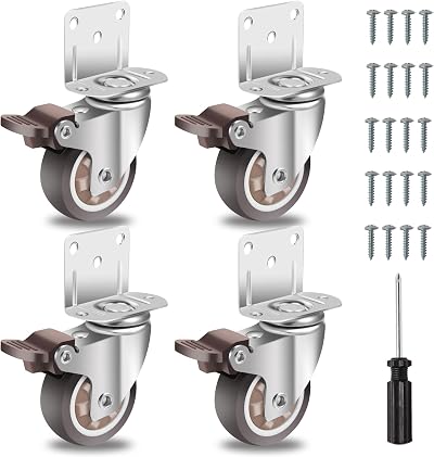 W B D WEIBIDA Side Mount Casters 2 Inch 600 lbs Set of 4 with Brakes
