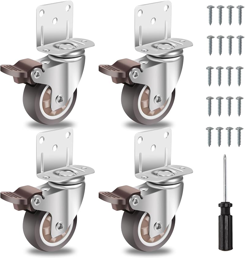 W B D WEIBIDA Side Mount Casters 2 Inch 600 lbs Set of 4 with Brakes
