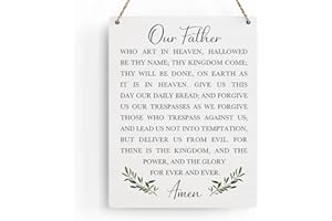 BELLOWDEER Christian Bible Verses Wall Decor Our Father Prayer Wall Decor The Lords Prayer Wooden Hanging Sign Scripture Wall Art for Home Living Room Bedroom Home Wall Decor 8x10 Inches Religious Gift