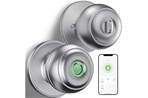 GeekTale Fingerprint Door Knob Lock for Bedroom Basement Garage Office with App, Smart Knob,Biometric Thumbprint Fingerprint Door Lock, Entry Private Passage Mode 3in1