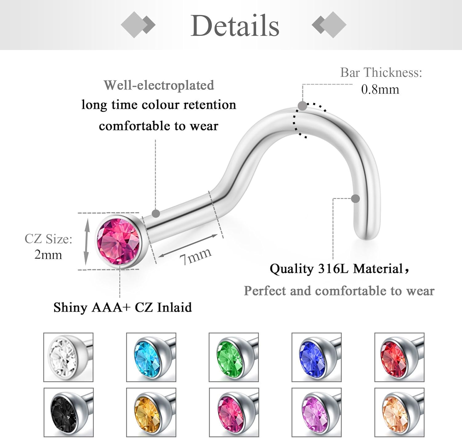 Zolure Nose Hoop Rings - Image 3