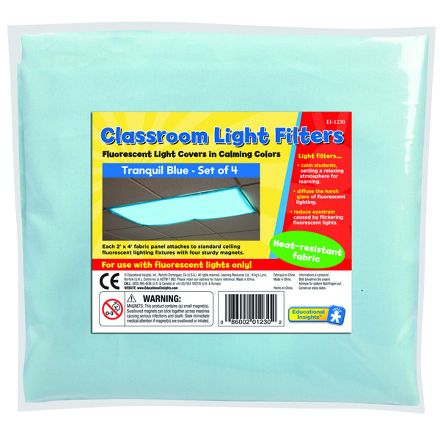 EDUCATIONAL INSIGHTS FLUORESCENT LIGHT FILTERS (TRANQUIL BLUE), SET OF