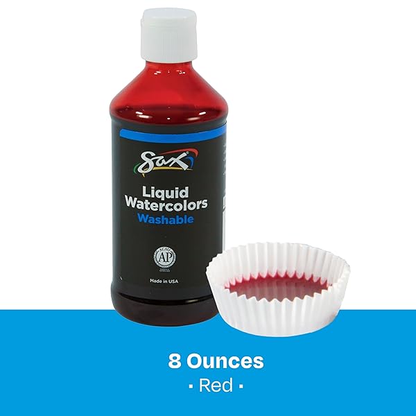 SAX 404581 TRUE COLOR CONCENTRATED WASHABLE LIQUID WATERCOLOR – 8 OUNCES – RED