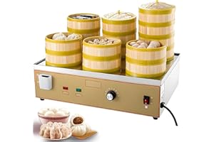 Dim Sum Electric Steamer,2/4/6-Hole Commercial Electric Steamed Bun Machine,30-110°C Precise Temperature Control Independent 