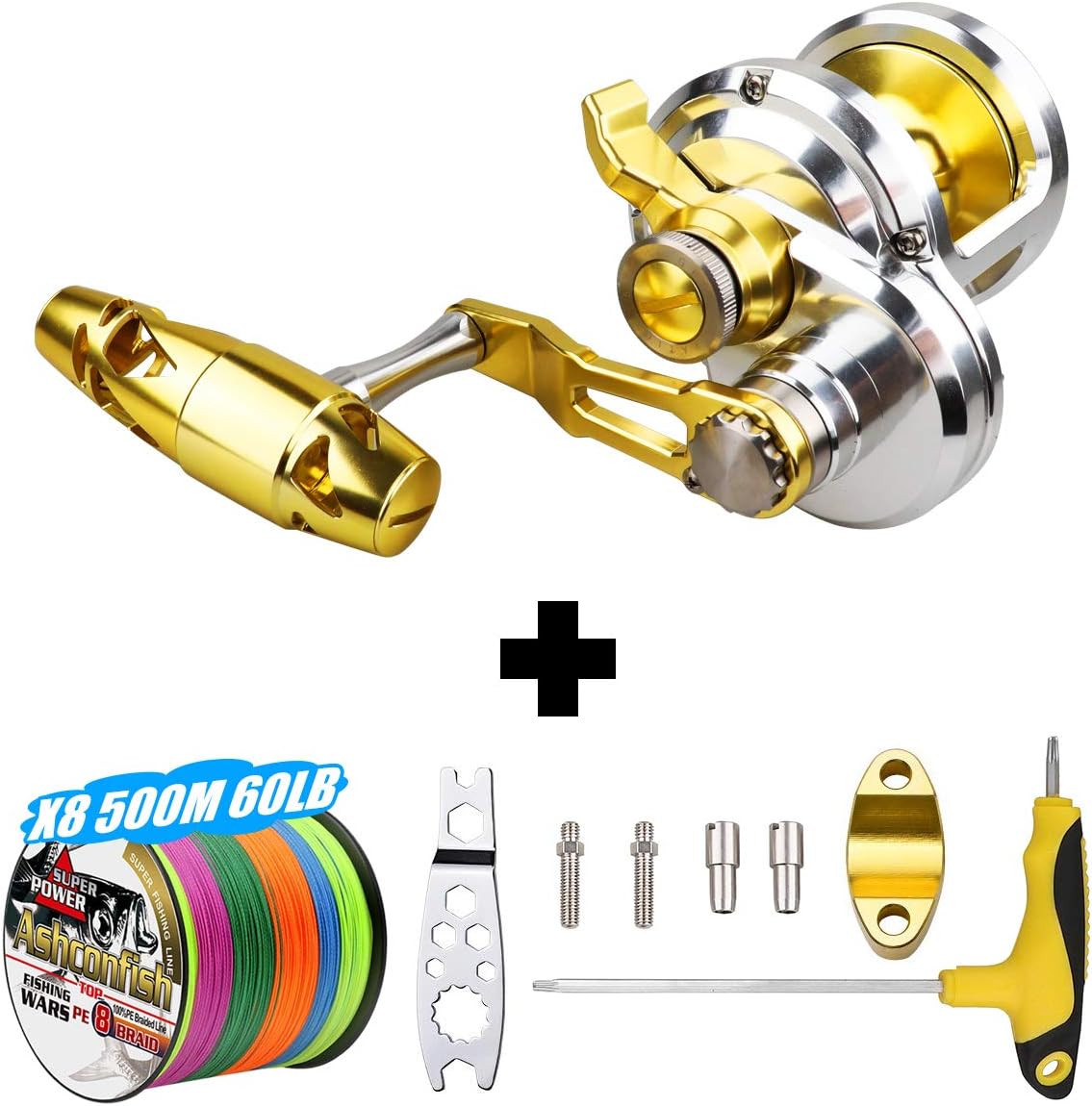 Offshore Fishing Reels, a Trolling Reel for Saltwater Fishing with Bite Alarm - 8+1+1 NMB Japan Bearings, 88 LB - Super Strong Aviation Aluminum Structure