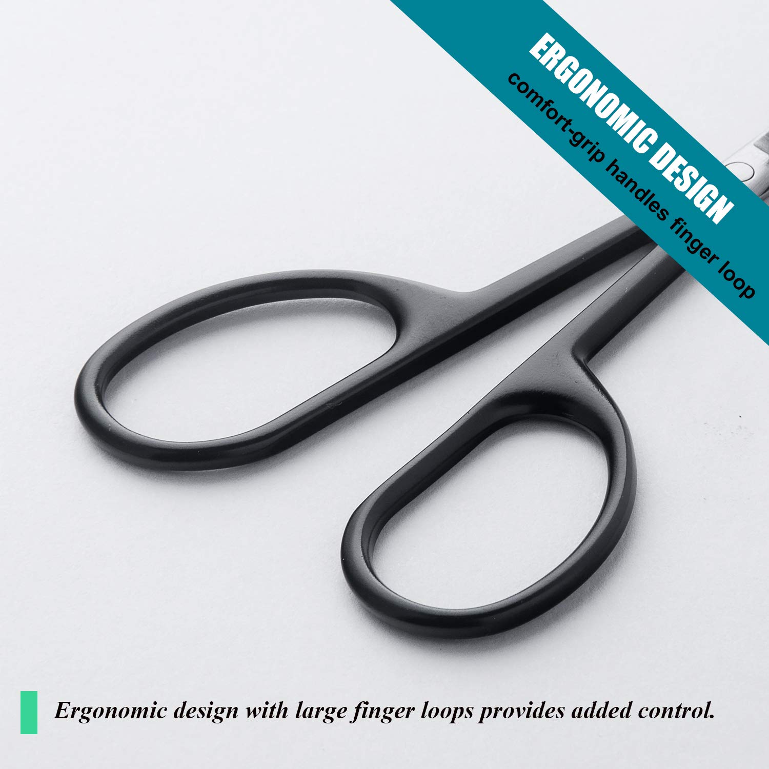 Small Scissors, Comfort-Grip Handles, Facial Hair Grooming Set, Eyebrow, Nose, Mustache, Beard, Eyelashes Ear Nail Trimming Kit, Point and Rounded Safety Tip Cutting Clippers 2PCS With PU Cover Black: Beauty