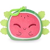 TeeTurtle Plushiverse - Reversible Plushie Keychain - Sweet & Sour - Cute Kawaii Pink and Green Watermelon Axolotl - Novelty Clip-On Reversible Plush