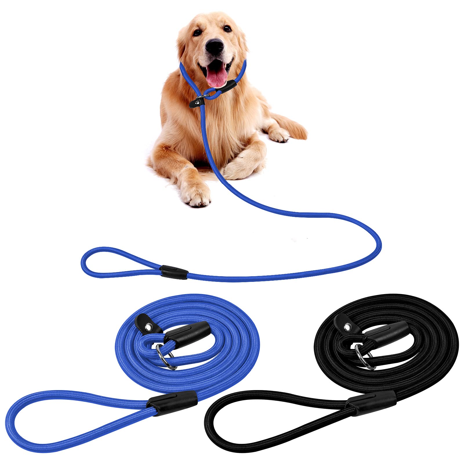 Cozlly 2pcs Pet Dog Leash Belt Leash, Rope Slip Lead for Dogs, 1.3m Long Rope Dog Leash, Durable Braided Puppy Training Leash, Anti-Choke Dog Slip Lead For Small Puppy Large & Medium Dogs Training