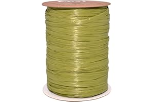Morex Ribbon 100% Rayon Matte Raffia Biodegradable Ribbon, Olive, 1/4" x 100 Yd